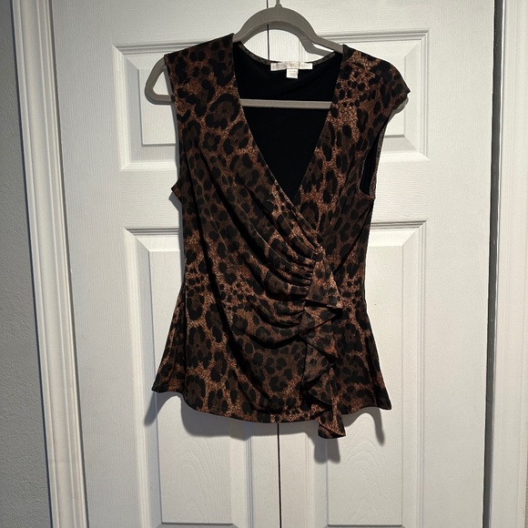 Leopard shirred sleeveless yop - Picture 1 of 4